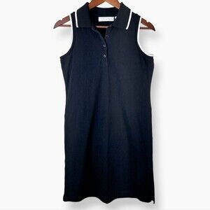 Carolyn Taylor Black Sleeveless Mini Polo Tennis Dress Vintage Retro Sz S